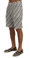 Dolce & Gabbana White Black Striped Casual Shorts - Size IT52-XL