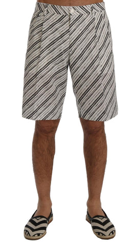 Dolce & Gabbana White Black Striped Casual Shorts - Size IT58-3XL