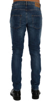 Frankie Morello Blue Wash Torn Dundee Slim Fit Jeans - Size W31