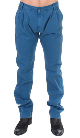 GF Ferre Blue Cotton Straight Fit Chinos - Size IT48-M