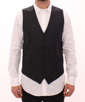 Dolce & Gabbana Gray Striped Wool Single Breasted Vest - Size IT48-M