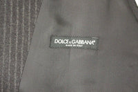 Dolce & Gabbana Gray Striped Wool Single Breasted Vest - Size IT48-M