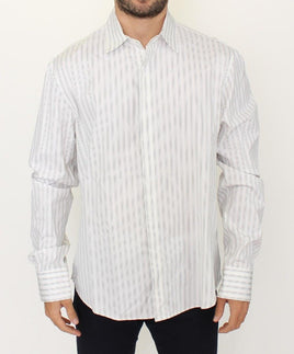 Ermanno Scervino White Black Striped Regular Fit Casual Shirt - Size IT54-XL