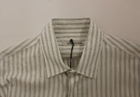 Ermanno Scervino White Black Striped Regular Fit Casual Shirt - Size IT54-XL