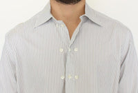 Ermanno Scervino White Gray Striped Regular Fit Casual Shirt - Size IT50-L