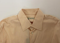 Ermanno Scervino Orange Cotton Striped Casual Shirt Top - Size IT50-L