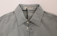 Ermanno Scervino Gray Cotton Long Sleeve Casual Shirt Top - Size IT50-L