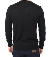 Ermanno Scervino Black Wool Blend V-neck Pullover Sweater - Size IT48-M