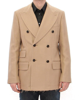 Dolce & Gabbana Beige Double Breasted Coat Jacket - Size IT52-XL