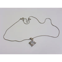 Necklace with pendant and rhinestones - Shape Diamond Shaped