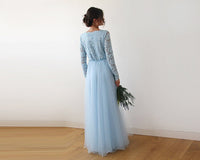 BLUSHFASHION - Original Light Blue Tulle and Lace Dress #1125