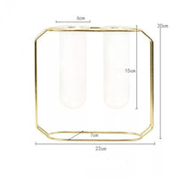 Nordic Glass Cuvette Vase Modern Gold Plated Iron Flower Vase Fashion Plant Vase Creative Terrarium Room Home Wedding Decoration