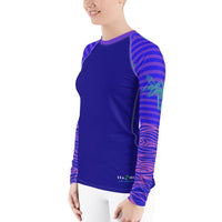 FIND YOUR COAST APPAREL - Original Women's Reels and Reefs Striped Sea Skinz Performance Rash Guard UPF 40+