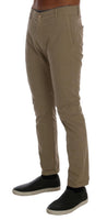 Daniele Alessandrini Beige Cotton Stretch Slim Fit Chinos - Size W30