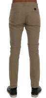 Daniele Alessandrini Beige Cotton Stretch Slim Fit Chinos - Size W30