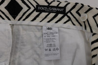 Dolce & Gabbana White Black Striped Casual Shorts - Size IT48-M