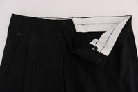 Dolce & Gabbana Blue Striped Wool Stretch Pants - Size IT54-XXL