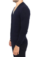 Ermanno Scervino Blue Wool Cashmere Cardigan Pullover Sweater - Size IT54-XL