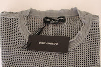 Dolce & Gabbana Gray Runway Logo Netz Pullover Netted Sweater - Size IT56-XXL