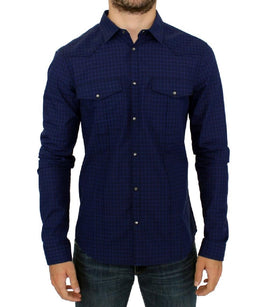 Costume National Blue checkered cotton shirt - Size IT48-M