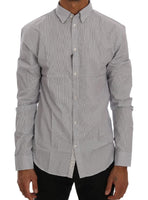 Frankie Morello White Blue Check Casual Cotton Regular Fit Shirt - Size S