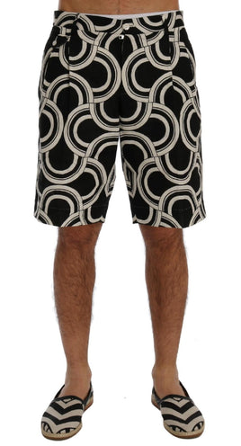 Dolce & Gabbana Black White Pattern Linen Shorts - Size IT44-XS