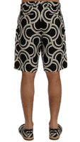 Dolce & Gabbana Black White Pattern Linen Shorts - Size IT44-XS