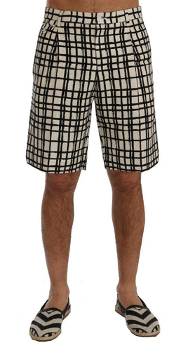 Dolce & Gabbana White Black Striped Casual Shorts - Size IT44-XS