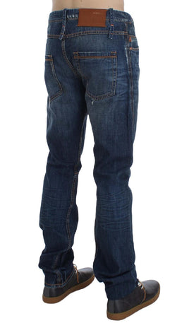 ACHT Blue Wash Cotton Denim Slim Fit Jeans - Size W34