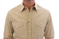 Dolce & Gabbana Beige Checkered SICILIA Fit Logo Casual Shirt - Size 39