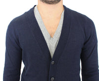 Ermanno Scervino Blue Wool Cashmere Cardigan Pullover Sweater - Size IT52-L