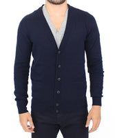 Ermanno Scervino Blue Wool Cashmere Cardigan Pullover Sweater - Size IT48-M