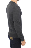 Ermanno Scervino Gray Wool Blend V-neck Pullover Sweater - Size IT58-XXL