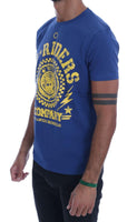 Frankie Morello Blue Cotton RIDERS Crewneck T-Shirt - Size S