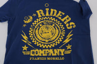 Frankie Morello Blue Cotton RIDERS Crewneck T-Shirt - Size S