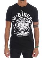 Frankie Morello Black Cotton RIDERS Crewneck T-Shirt - Size S