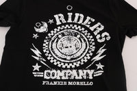 Frankie Morello Black Cotton RIDERS Crewneck T-Shirt - Size S