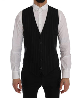 Dolce & Gabbana Black STAFF Cotton Striped Vest - Size IT52-XL