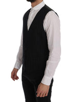 Dolce & Gabbana Black STAFF Cotton Striped Vest - Size IT52-XL