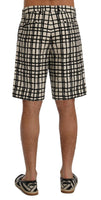 Dolce & Gabbana White Black Striped Casual Shorts - Size IT46-S