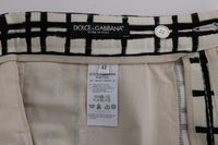 Dolce & Gabbana White Black Striped Casual Shorts - Size IT46-S