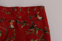 Dolce & Gabbana Red Silk Bird Print Dress Pants - Size IT52-XL