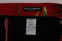 Dolce & Gabbana Red Silk Bird Print Dress Pants - Size IT52-XL