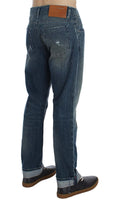 ACHT Blue Wash Cotton Denim Regular Fit Jeans - Size W34