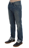 ACHT Blue Wash Cotton Denim Regular Fit Jeans - Size W34