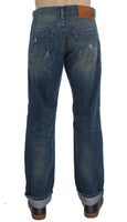 ACHT Blue Wash Cotton Denim Regular Fit Jeans - Size W34