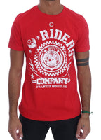 Frankie Morello Red Cotton RIDERS Crewneck T-Shirt - Size S