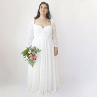 BLUSHFASHION - Original Curvy Ivory Sweetheart Wedding Dress With Puffy Sleeves #1333