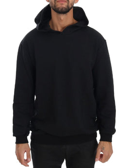 Daniele Alessandrini Black Gym Casual Hooded Cotton Sweater - Size S