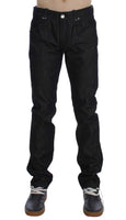 ACHT Black Cotton Slim Skinny Fit Jeans - Size W34